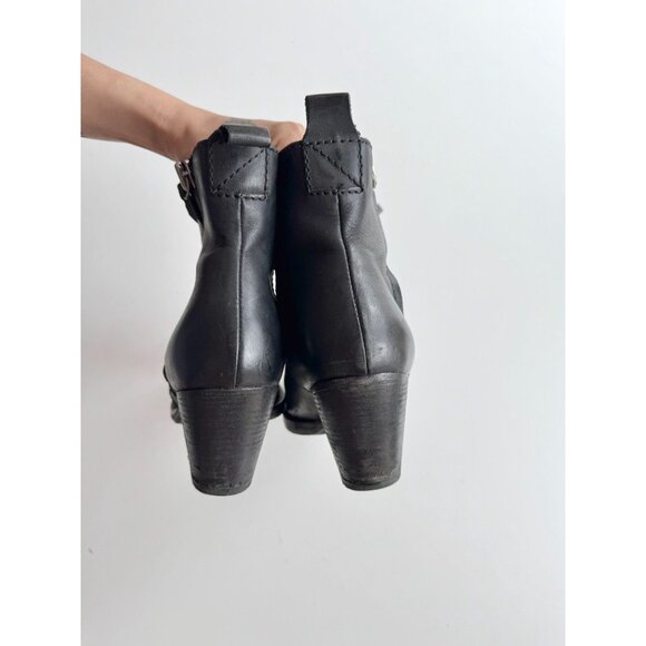 ACNE STUDIOS Pistol Black Leather Block Heel Ankle Boots, Size 38 - Picture 8 of 16